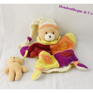 Teddy bear puppet DOUDOU ET COMPAGNIE baby pouch brown white