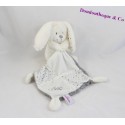 Doudou rabbit handkerchief POMMETTE white peas embroidered baby