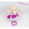Doudou musical ours BABY NAT rose violet 17 cm
