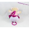 Doudou musical ours BABY NAT rose violet 17 cm