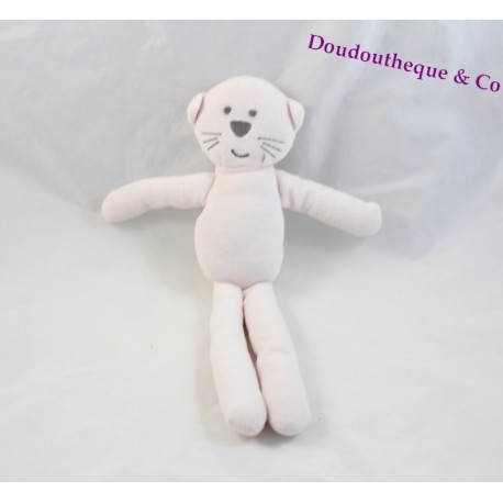 Final de Doudou cat ' col Monoprix rosa pálido gris 28 cm