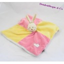 Doudou coniglio piatto CP INTERNATIONAL cuore rosa e giallo