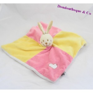 Doudou coniglio piatto CP INTERNATIONAL cuore rosa e giallo