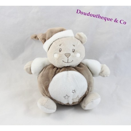 Doudou Plat Ours KIMBALOO Blanc et Taupe Broderie Etoile Doudou Plat Ours KIMBALOO Blanc et Taupe Broderie Etoile