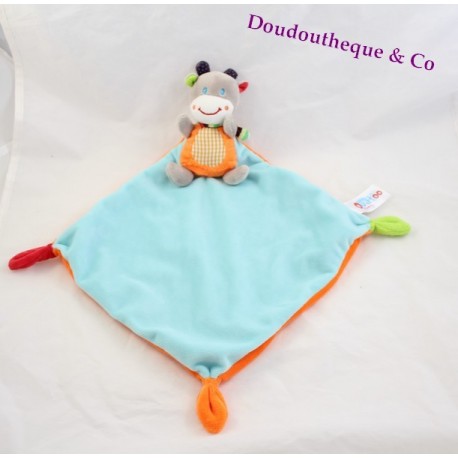 Doudou flachen Pferd Esel Zebra OUATOO Liebe orange blau 44 cm