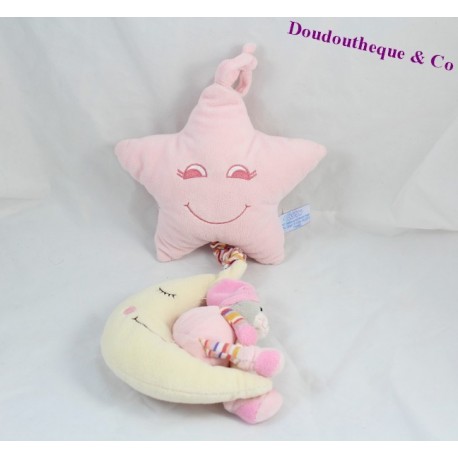 Doudou musical chat GIPSY étoile lune rose 38 cm