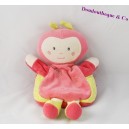 Doudou marionnette coccinelle SUCRE D'ORGE poupée fille pois rose vert 24 cm