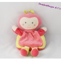 Doudou marionnette coccinelle SUCRE D'ORGE poupée fille pois rose vert 24 cm