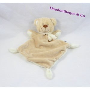 Teddy bear comforter TEX BABY beige white scarf 3 knots