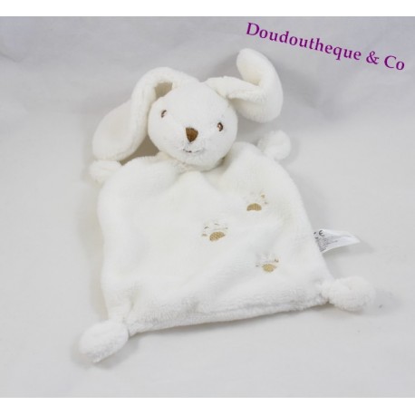 Blanket flat rabbit NICOTOY white imprint beige rectangle 24 cm