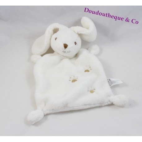 Doudou lapin NATTOU Mia carré plat blanc