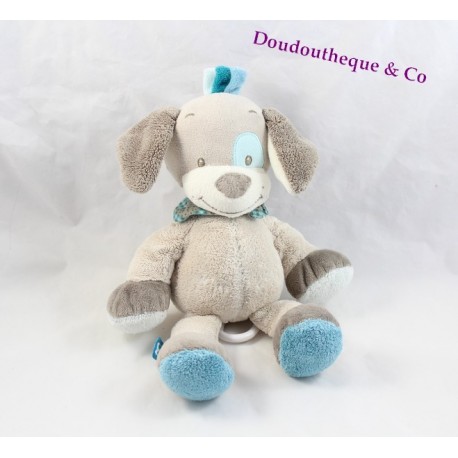 Doudou plat Chien NATTOU bleu orange rouge voiture noeuds Doudou plat Chien NATTOU bleu orange rouge voiture noeuds