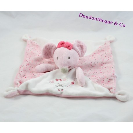 Doudou plat souris SIMBA TOYS BENELUX rose blanc noeud coeur