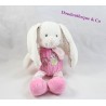 Conejo de peluche rosa de palabras de niños Fox buho Leclerc 23 cm