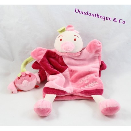 Doudou marionnette poule DOUDOU ET COMPAGNIE rose poussin 27 cm