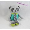 Peluche panda OBAIBI gris vert cravate rayée grelot 25 cm