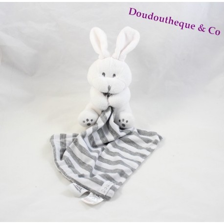 Doudou Kaninchen die CHATOUNETS gestreift grau weißes Taschentuch Doudou Kaninchen die CHATOUNETS gestreift grau weißes Taschentuch