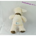 Doudou peluche Mouton TEX BABY blanc bandana gris 25 cm 