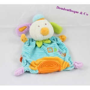 Doudou plat chien BABYSUN Ahoy anneau dentition bleu orange 24 cm