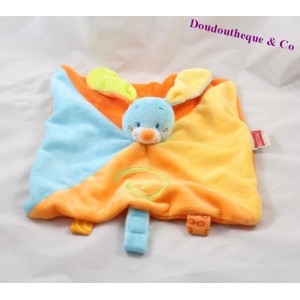 Doudou Kaninchen flach NATTOU Funny Bauern orange blau 25 cm