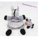 Doudou Puppe Esel CORSICA TEXTISUN mit Baby grau und weiß