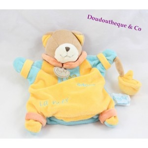 Doudou marionnette chat BABY NAT' Cléo adore la mer jaune bleu