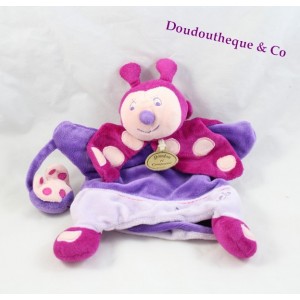 Doudou marionnette coccinelle Framboiselle DOUDOU ET COMPAGNIE  violet rose