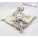 Doudou plat ours AUCHAN déguisé en lapin beige marron Simba Toys