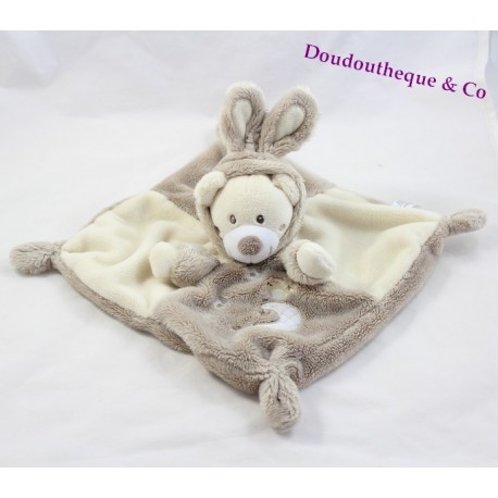 Doudou plat ours déguisé en lapin SIMBA / AUCHAN 23x23cm