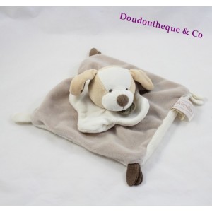 Doudou plat chien Alinéa Doudou et Compagnie beige blanc 18 cm