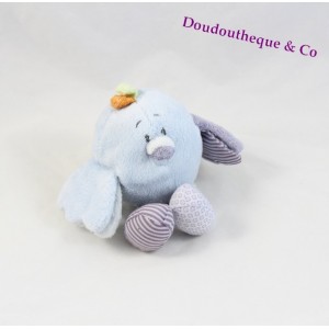 Doudou Robin oiseau NOUKIE'S Arthur et Merlin bleu mauve 15 cm