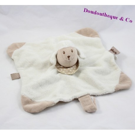 Flat blankie Schafe NATTOU Cappuccino beige weiß 26 cm Flat blankie Schafe NATTOU Cappuccino beige weiß 26 cm
