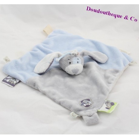 Doudou Flachhund NOUKIE Sammlung Arthur und Merlin blau und grau 24x25cm 