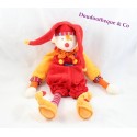 Doudou plat marionnette Clown Capucin MOULIN ROTY Dragobert arlequin rouge