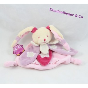 Doudou flat rabbit DOUDOU AND COMPAGNY Owl it shines purple pink stars