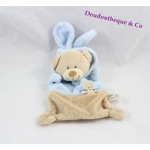 GRAIN DE BLÉ flat bear cuddly toy disguised as a blue beige rabbit 21 cm