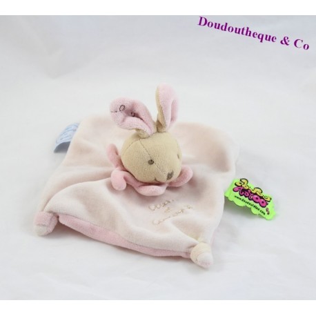 Lapin plat blanc et rose Doudou et Compagnie Tatoo DC356407