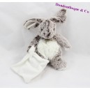 Doudou lapin mouchoir blanc BABY NAT' les flocons BN664 19 cm