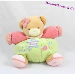 Doudou patapouf bear KALOO Bliss Petite Jolie green pink 23 cm