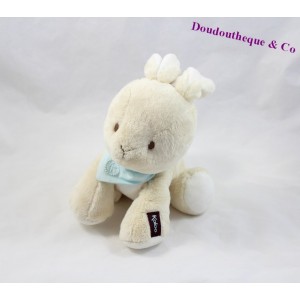 Doudou lapin KALOO Les amis Kaloo beige bandana bleu 18 cm