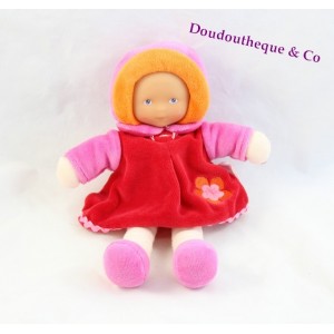 Doudou Puppe COROLLE Mademoiselle Grenadine rotes Kleid 25 cm