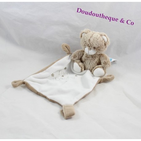 Doudou ours TEX mouchoir blanc beige Mon Doudou 35 cm