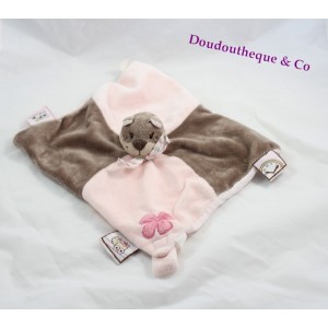 Doudou plat  NOUKIE’S l’écureuil Léontine marron et rose