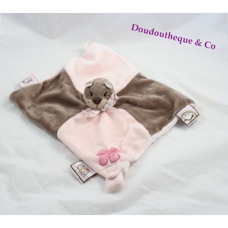Doudou plat NOUKIE’S l’écureuil Léontine marron et rose Doudou plat NOUKIE’S l’écureuil Léontine marron et rose