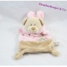 Doudou plat ours GRAIN DE BLÉ déguisé en lapin rose beige 21 cm