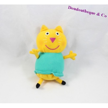 Peluche sonore Candy le chat Peppa Pig robe turquoise 17 cm Peluche sonore Candy le chat Peppa Pig robe turquoise 17 cm