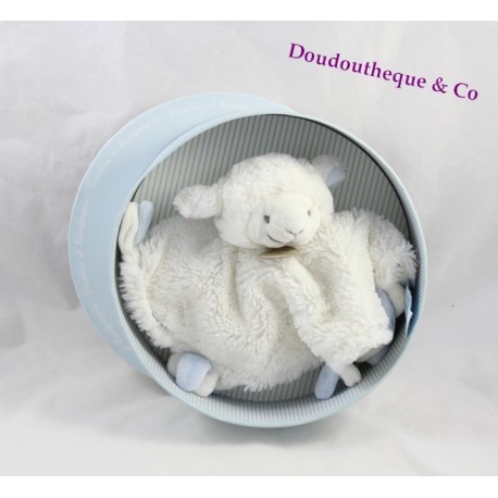 Doudou plat Agneau Mouton DOUDOU ET COMPAGNIE blanc et bleu Doudou plat Agneau Mouton DOUDOU ET COMPAGNIE blanc et bleu