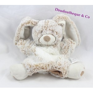 Doudou Marionette Kaninchen TEX beige weiß lange Haare Carrefour 22 cm