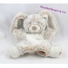 Doudou puppet rabbit TEX white beige long hair Carrefour 22 cm