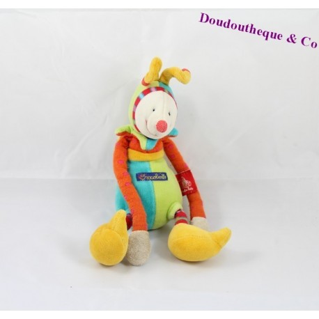 Plüsch Dragobert MOULIN ROTY blau orange gelb Glocke Plüsch Dragobert MOULIN ROTY blau orange gelb Glocke